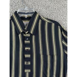 D'Accord Shirt Mens Large Black Yellow Luxury Edition Banded Popover Tony Paulie